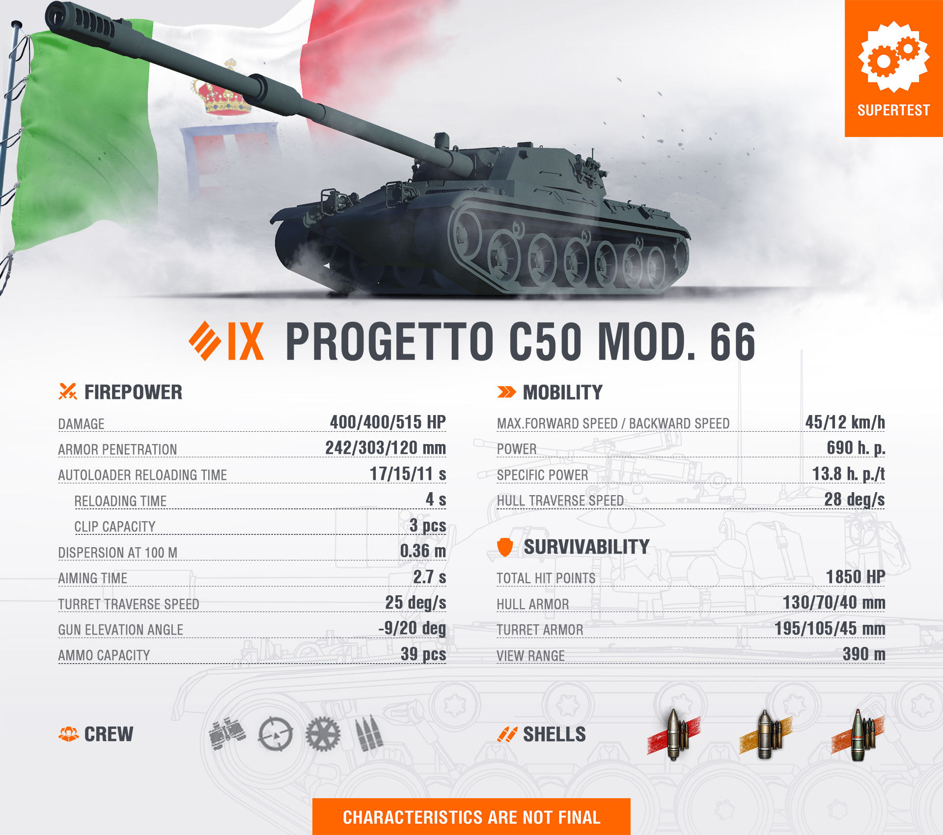 WoT Template New Tank Progetto C50 Mod 66 EN