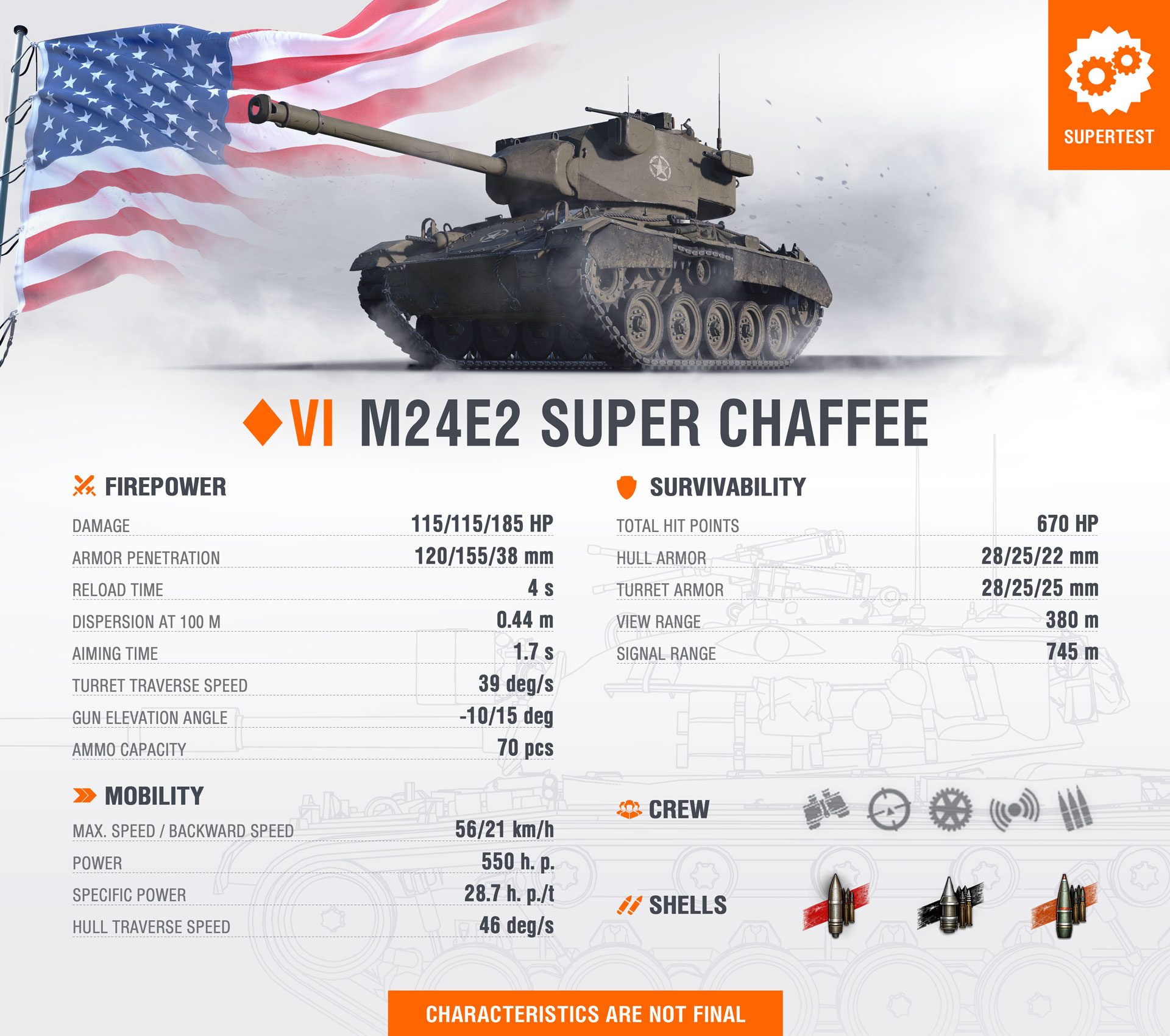 WoT Template New Tank М24Е2 Super Chaffee EN